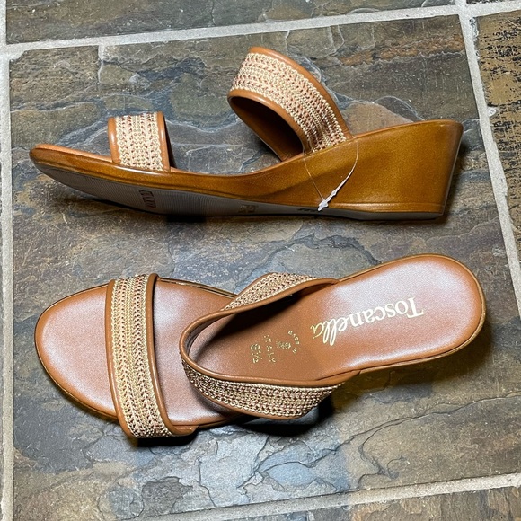Toscanella gold wedges sz 8 1/2 M - Picture 3 of 4